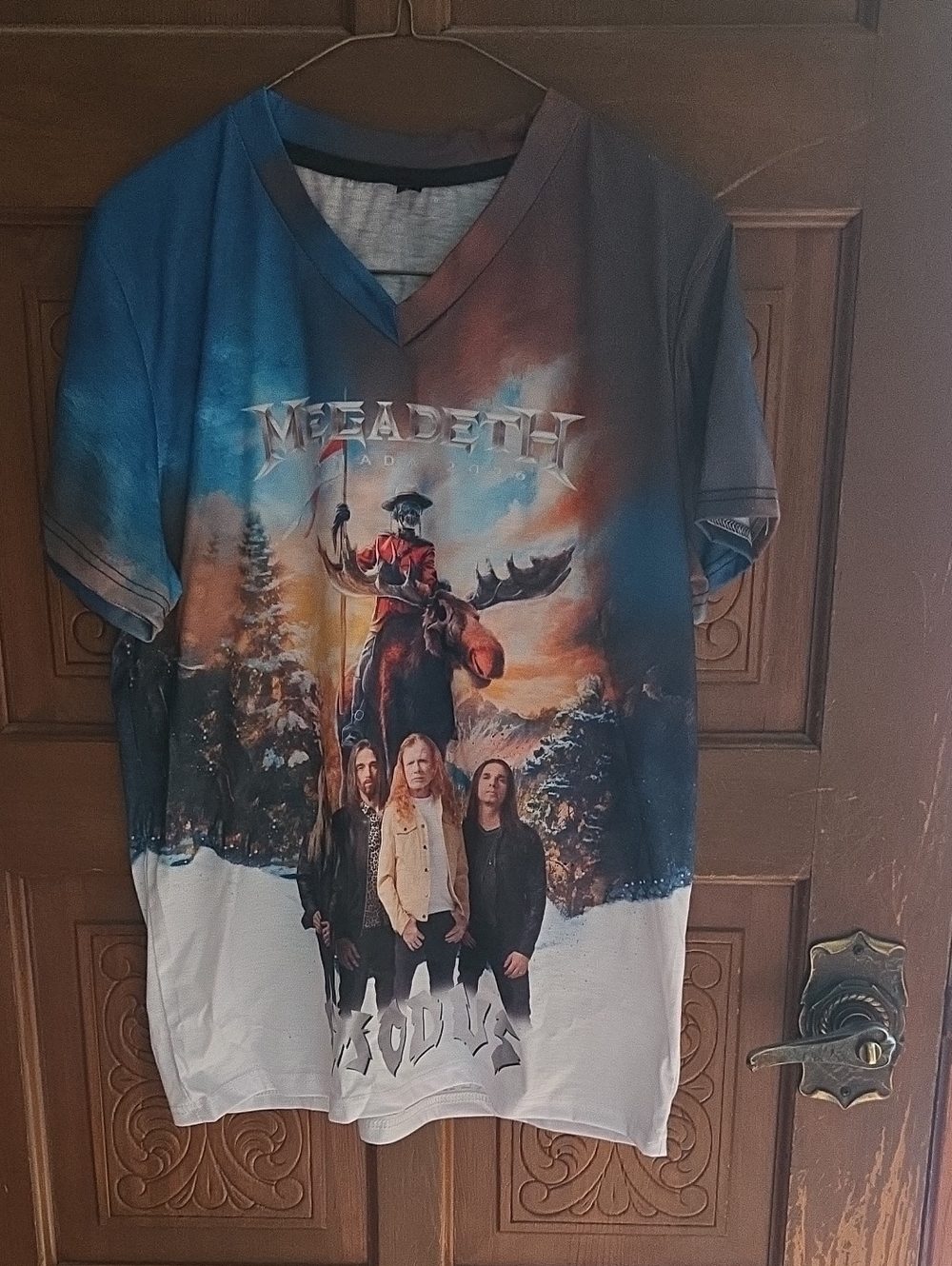 3 For $40 Graphic V-Neck Shirt in Blue and White